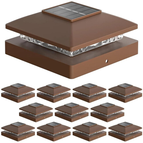 12Pack Solar Post Cap Light for 4x4 Outdoor Waterproof LED Deck Fence Light