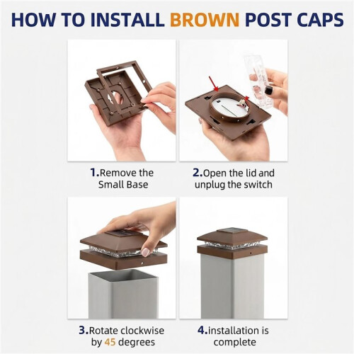 12Pack Solar Post Cap Light for 4x4 Outdoor Waterproof LED Deck Fence Light 2