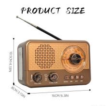 Portable Radio Rechargeable FM AM SW Full Band Radio Receiver Wireless Speaker Music Box with LED Flashlight