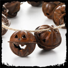 30 Stück Halloween-Kürbis-Glöckchen mit Rostmuster, Vintage-Design, Rustikale Jacko-Lantern-Gesichter, 40 mm