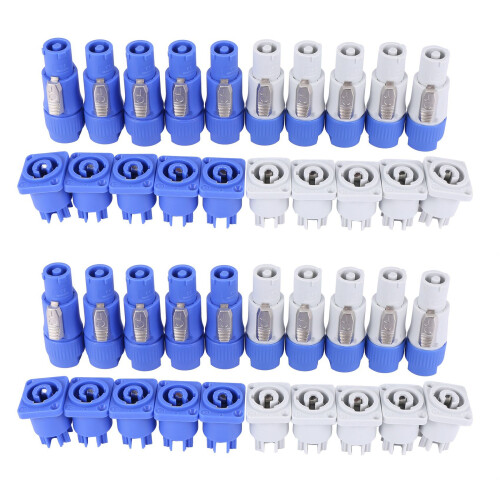 20x PowerCON Typ A NAC3FCA + NAC3MPA-1 Chassis Plug Panel Adapter 1