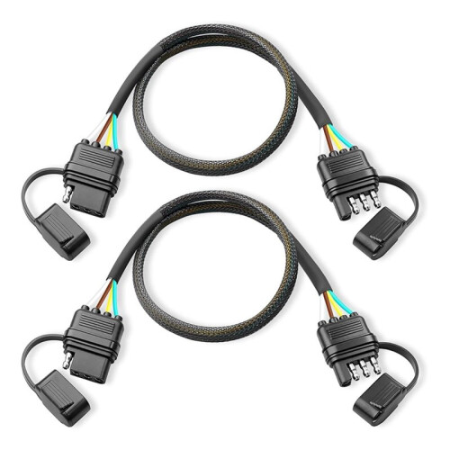 2 Pack 4Pin Trailer Extension Cable , 4 Pin Flat Trailer Light Plug Wire , 4 Way Connector Wiring Harness Extender