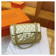 (Gold) Women's Quilted Stitching Chain Crossbody Bag Small Square Shoulder Handbag Fashion Underarm Sling Purse for Daily Dating Party
