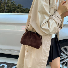 Sac à main femme en similicuir suédé, sac à bandoulière avec cordon de serrage, marron