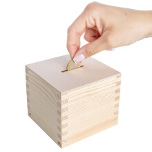 Creative Deco Spardose Holz | Geldbox | 9,5 x 9,5 x 9 cm | Sparbüchse