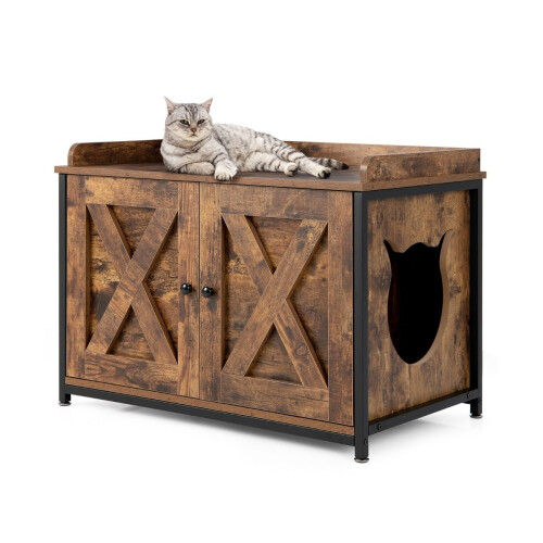 Kattenbakombouw met verstelbare poten, bruin 2