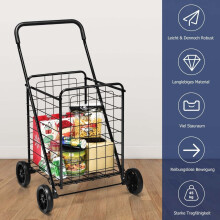 Opvouwbare winkelwagen met wielen, zwart, draagvermogen 45 kg