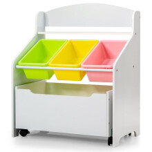 Speelgoedrek op wielen voor kinderen, wit MDF