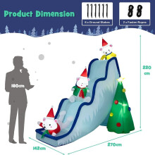 Opblaasbare kerstglijbaan met beren en ledverlichting