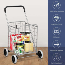 Opvouwbare winkelwagen met wielen, zilverkleurig, draagvermogen 45 kg