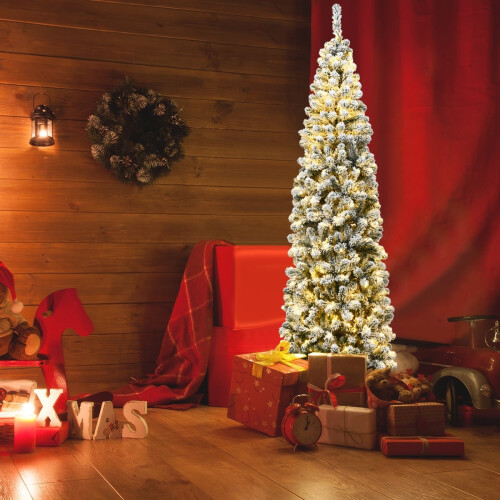 Slanke kerstboom met sneeuw, 225 cm, 350 ledlampjes 1