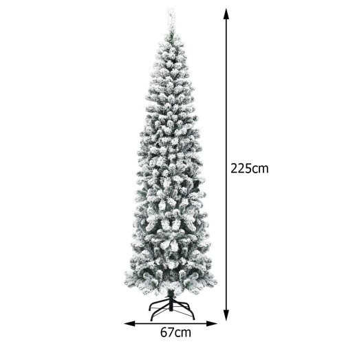Slanke kerstboom met sneeuw, 225 cm, 350 ledlampjes 2