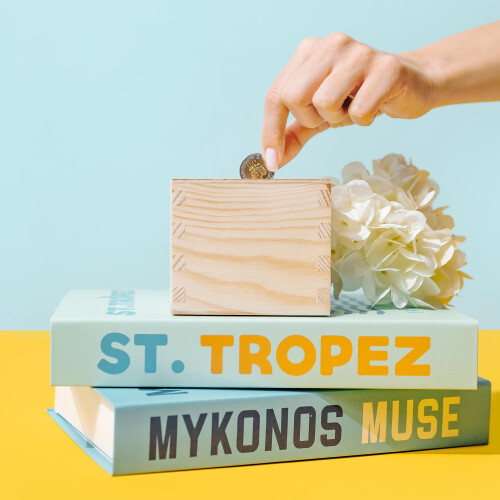 Creative Deco Spardose Holz | Geldbox | 9,5 x 9,5 x 9 cm | Sparbüchse 1