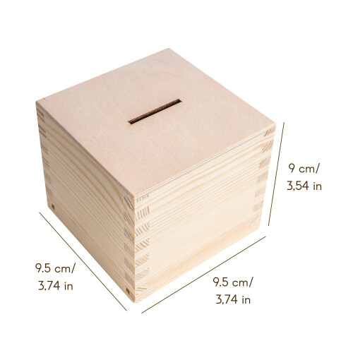 Creative Deco Spardose Holz | Geldbox | 9,5 x 9,5 x 9 cm | Sparbüchse 2