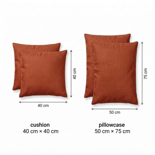 Imperial Rooms (Rust) 4pc Dyed Cushion Covers & Pillowcases Set | 100% Microfiber Pillow Protector Set 2