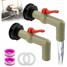 Lot de 2 robinets pour cuve IBC, vanne à bille de 1 pouce avec adaptateur à filetage grossier S60x6 pour cuve IBC de 1000 L, réservoir d'eau
