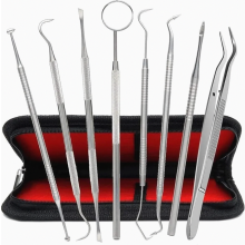 8 Piece Dental Care Set, Stainless Steel Scaler, Dental Probe and Mouth Mirror for Plaque and Tartar Removal