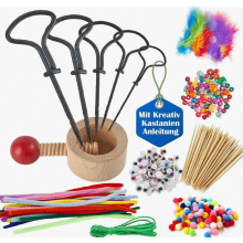 Kit de perçage pour châtaignes avec support, kit de bricolage de 288 pièces pour enfants, perceuse manuelle pour créations en châtaignes, dé