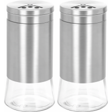 Ensemble de 2 salières et poivrières en verre avec couvercles à trous réglables en acier inoxydable, idéal pour la cuisine, le barbecue et l