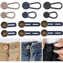 12 Pack Adjustable Jeans Button Extenders, Retractable Trouser Waistband Buttons, Waist Extension for Jeans and Pants, M