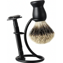 Shaving Brush Holder, 2 in 1 Razor Stand with Curved Design, Portable Storage Rack for Safety Razor and Brush, Grooming
