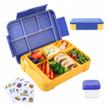 Boîte à lunch pour enfants avec compartiments, boîte à lunch Bento pour l'école et les pique-niques, boîte à lunch bleue personnalisée pour
