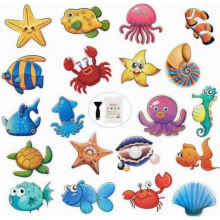 Autocollants antidérapants pour baignoire, 20 grands autocollants pour douche et bain, avec raclette de qualité supérieure, thème océan, cha