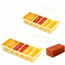 Conjunto de 2 Formas de Silicone para Congelamento com 6 Cavidades e Tampas, Livres de BPA, para Congelar Sopas, com Linhas de Enchimento, T