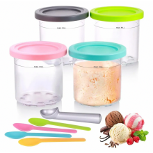 8 Pack 450 ml Ice Cream Containers with Lids and Aluminum Spoon for NC300EU NC301EU NC299AMZ Series, Freezer Storage Cup