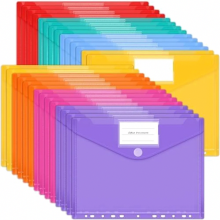 A4-documentmappen, 28 stuks, 7 kleuren, perforatiemappen met 11 gaten aan de rand en labelvak, organizermappen voor