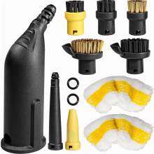 10-delige accessoireset voor stoomreinigers (SC1, SC2, SC3, SC4, SC5), inclusief verlengstuk, gebogen mondstuk en kleine ronde borstel.