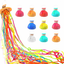 10 stuks confetti slingers voor verjaardagen, bruiloften en feesten, kleurrijke slingers om te gooien, gemakkelijk in gebruik.