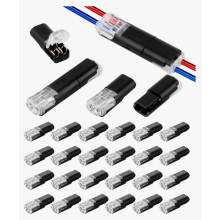 24er-Packung wasserdichte 2-Pin-Kabelverbinder, schwarze Schnellverbinder für 18–22 AWG-Kabel, Alternative zum Kfz-Stecker