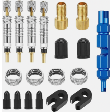 19-teiliges Presta-Ventil-Set, Fahrradventiladapter, Reifenreparaturwerkzeug, Ventileinsatzentferner für Fahrräder, Mountainbikes, Ersatzven