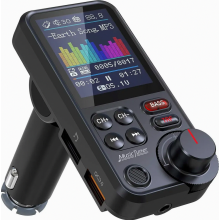 Bluetooth-autoadapter met 1,8 inch kleurenscherm, handsfree bellen, QC3.0-opladen, muziekspeler met hoge en lage tonen, FM-radio