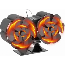Ventilator met 12 bladen, aangedreven door warmte, inclusief thermometer, werkt zonder elektriciteit en is breed inzetbaar voor hout-, gas-