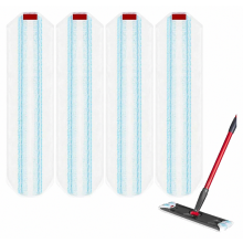 Paquete de 4 almohadillas de repuesto de microfibra para fregona de suelo, fundas reutilizables para fregona plana para una limpieza profund