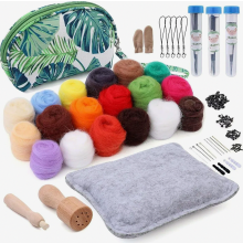 Kit de lana para fieltro con aguja, 18 colores de lana, kit de iniciación para principiantes con herramientas y bolsa de almacenamiento port