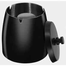 Cenicero de exterior con tapa, cenicero de acero inoxidable resistente al viento para jardín, balcón y patio, cenicero de mesa grande de col