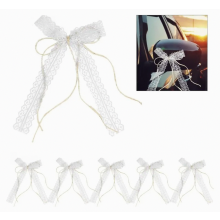 30 lazos blancos de encaje para autos de boda, lazos de cinta de doble capa para antenas de autos de boda, regalos para fiestas, bolsas de d