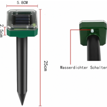 Solarbetriebenes Maulwurfsabwehrgerät für Rasen und Garten, Ultraschall-Abwehr gegen Schlangen, Wühlmäuse, Erdhörnchen und Murmeltiere, 2er-