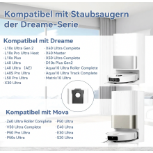14 Ersatzstaubbeutel für Mova P50, L40s Pro Ultra, L10s Ultra Gen 2, Gen 3, X50 Ultra Complete, X40, L10, X20, X30,