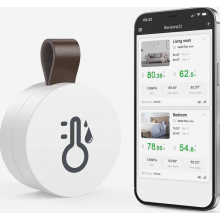 Bluetooth-lämpömittari ja kosteusmittari, minikokoinen sisälämpötilan ja kosteustason anturi sovelluksella, tiedonvienti, yhteensopiva iOS:n