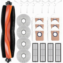 21-delige accessoirekit voor robotstofzuiger, inclusief vervangende hoofdborstel, 6 stofzakken, 4 dweilpads, 6 zijborstels en 4 filters.