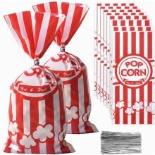 Paquete de 80 bolsas pequeñas de palomitas de maíz a rayas rojas y blancas, mini bolsas de regalo para dulces, bolsas para bocadillos de bar