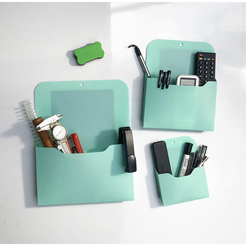 Magnetic Document Holder, Wall-Mounted Storage Box, Large Capacity Full-Size Pocket, Solid Color File Organizer 1