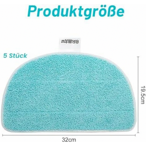 5-Pack Replacement Mop Pads, 32 x 19.5 cm Microfiber Steam Mop Covers with Hook and Loop Backing for All Floors, Durable 1