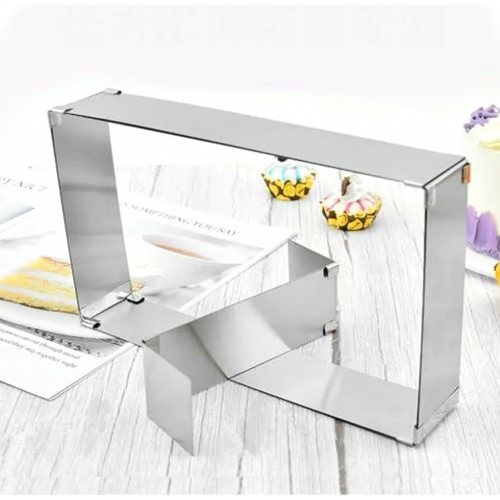 Adjustable Rectangular Baking Frame with Divider, Cake Ring for Baking Tray, Spatula for Cakes, Tortes, Pizza Baking and 1