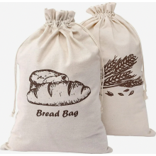 Linen Bread Bags, 2 Pack Drawstring Reusable Storage Bags, 44 x 29 cm, Keeps Bread Fresh for Bread, Fruit and Vegetables