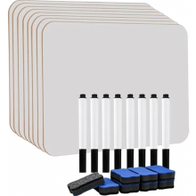 10 Piece Mini Whiteboard A4, Small Erasable White Board Set with 10 Pens and 10 Erasers, Compact Dry Erase Board for Cla